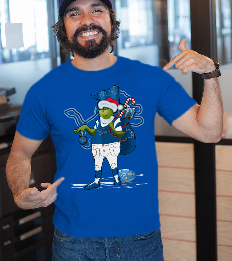 Grinchxmas Detroit Lions Holiday Football T-Shirt