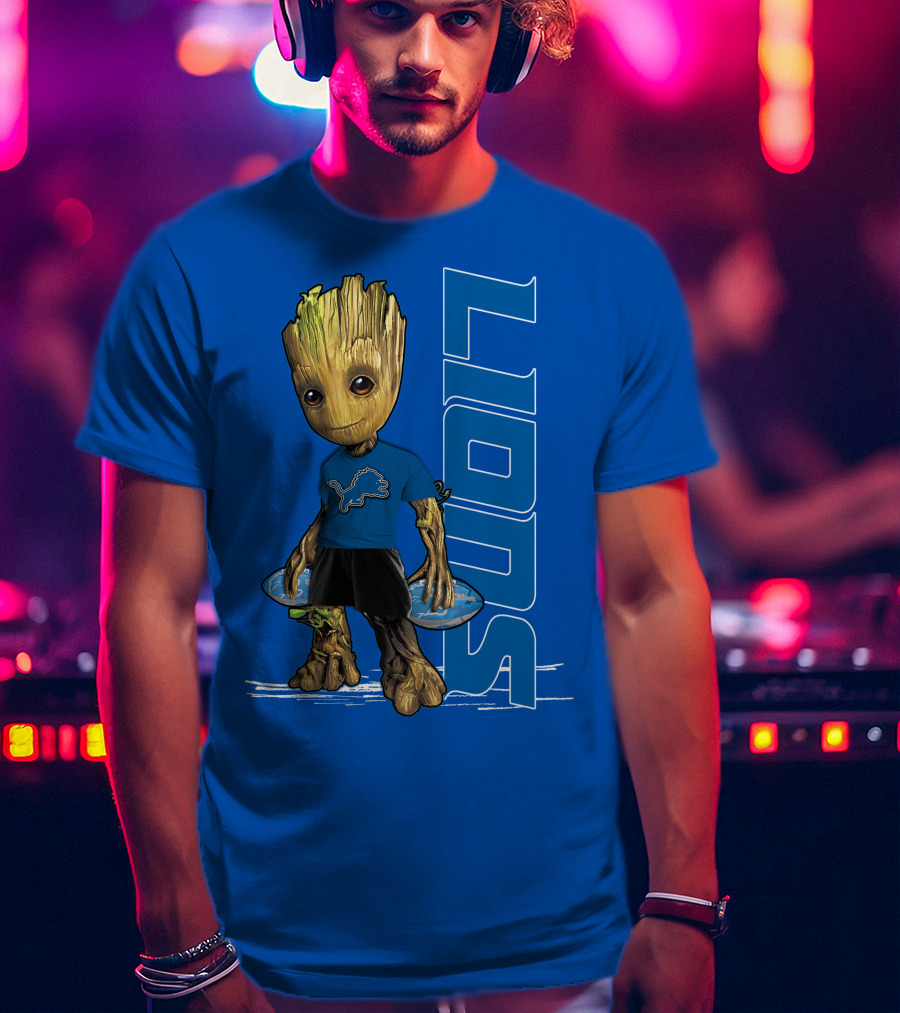 Groot Detroit Lions NFL Team Groot T-Shirt