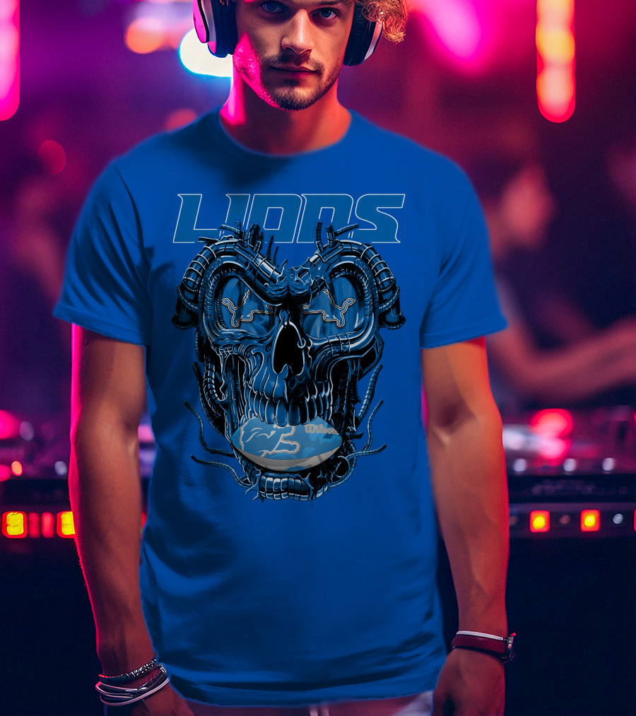 DETROIT LIONS Dragonskull Football Fusion T-Shirt