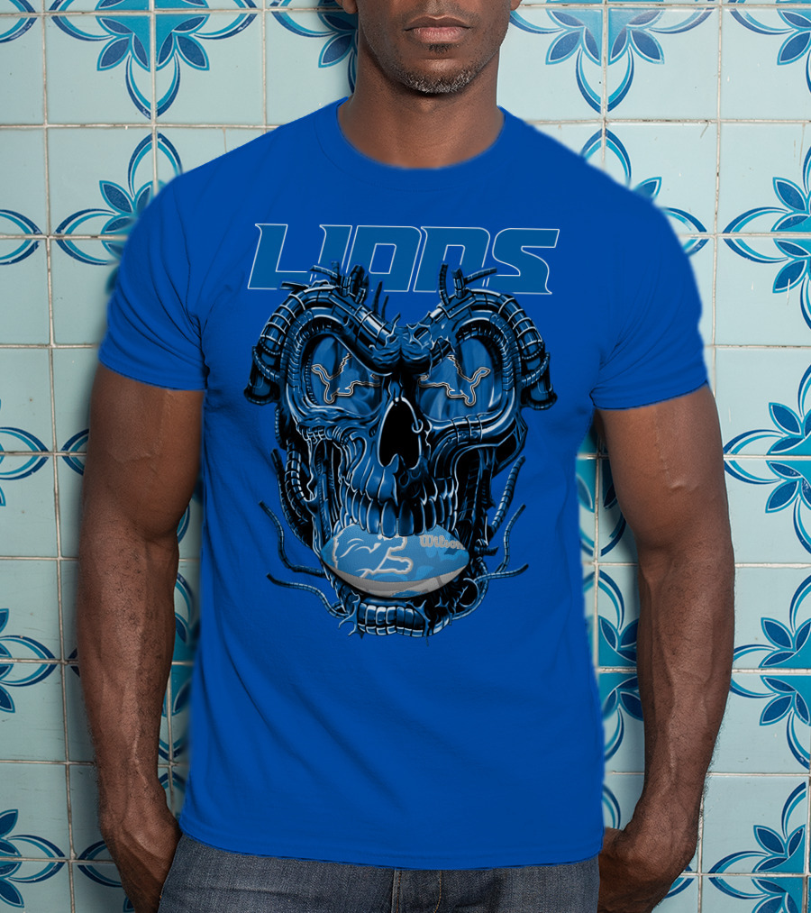 DETROIT LIONS Dragonskull Football Fusion T-Shirt