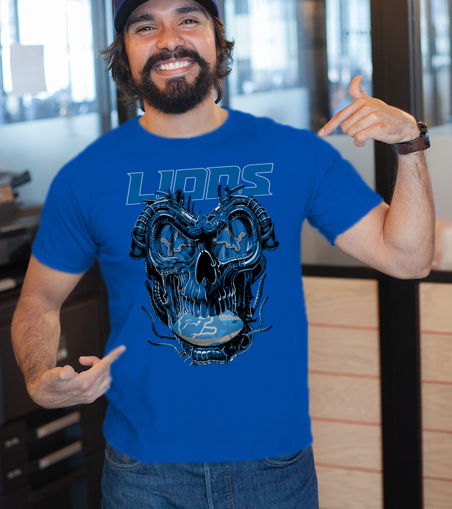 DETROIT LIONS Dragonskull Football Fusion T-Shirt