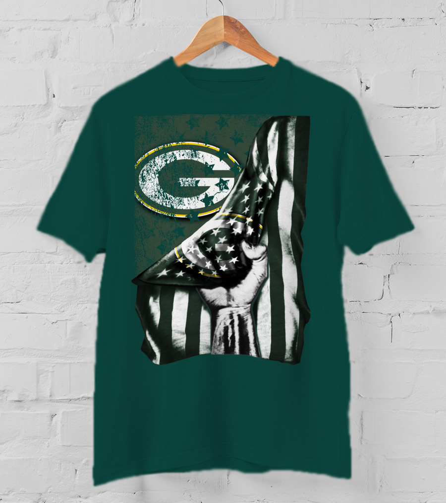 Flag V1 Green Bay Packers Stars And Stripes Power Fist T-Shirt