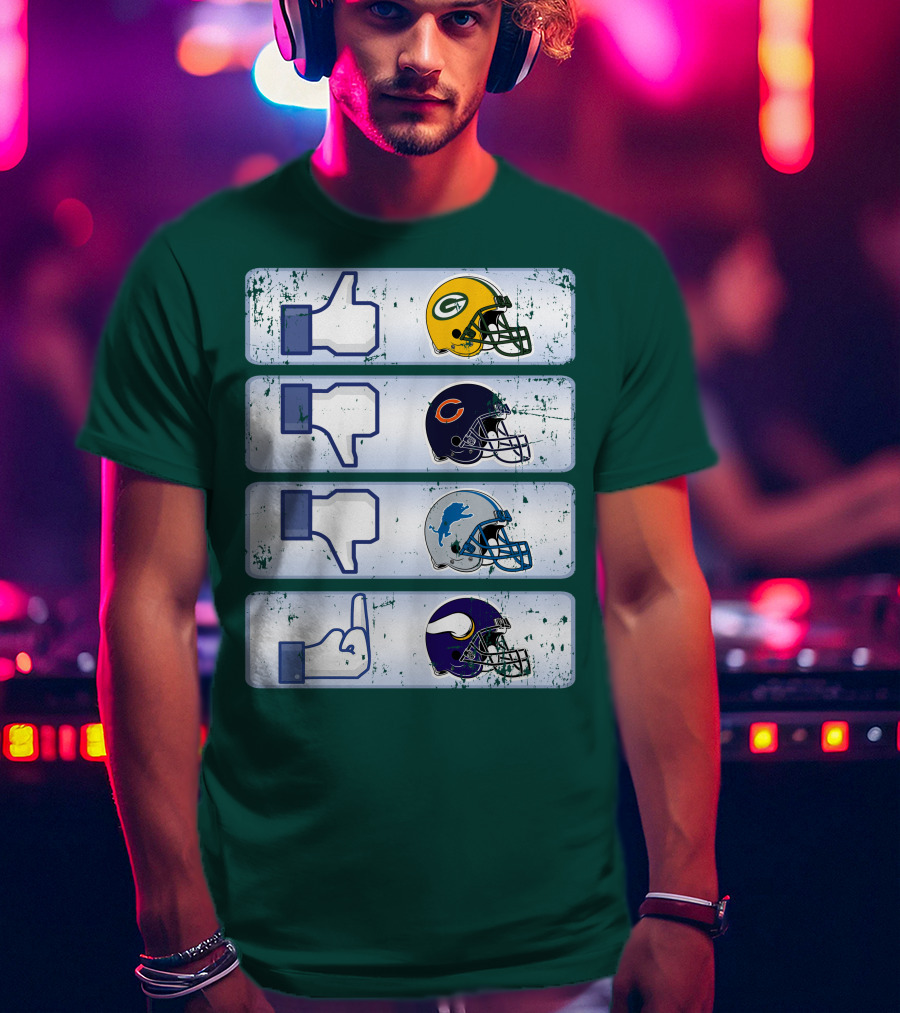 Green Bay Packers Chicago Bears Detroit Lions Minnesota Vikings Nfl Rivalry Icons T-Shirt