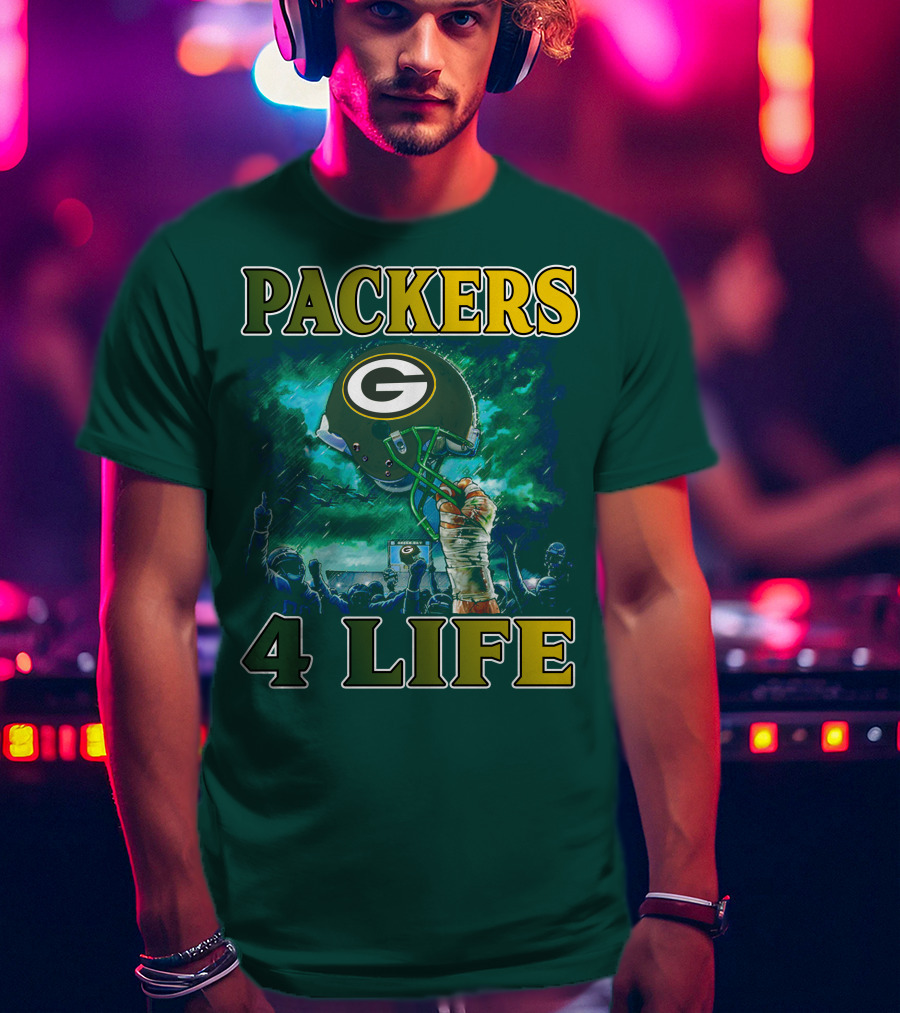 Packers 4 Life Green Bay Victory Helmet Celebration T-Shirt