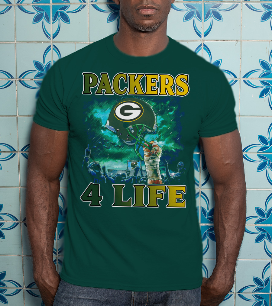 Packers 4 Life Green Bay Victory Helmet Celebration T-Shirt