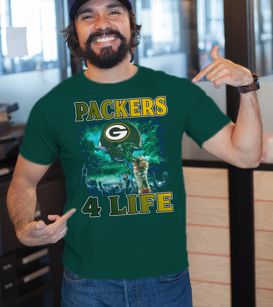 Packers 4 Life Green Bay Victory Helmet Celebration T-Shirt