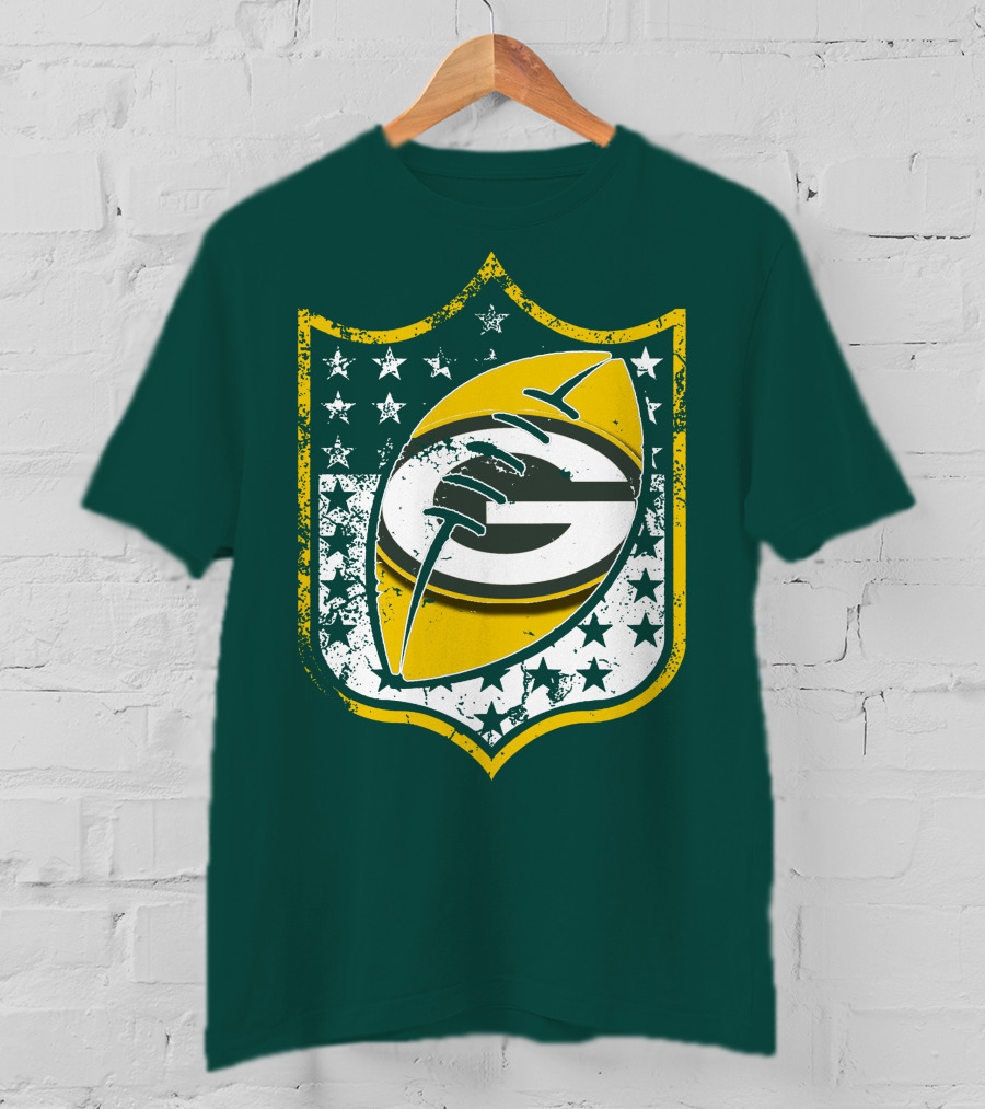 Green Bay Packers 33 Vintage Shield Football T-Shirt