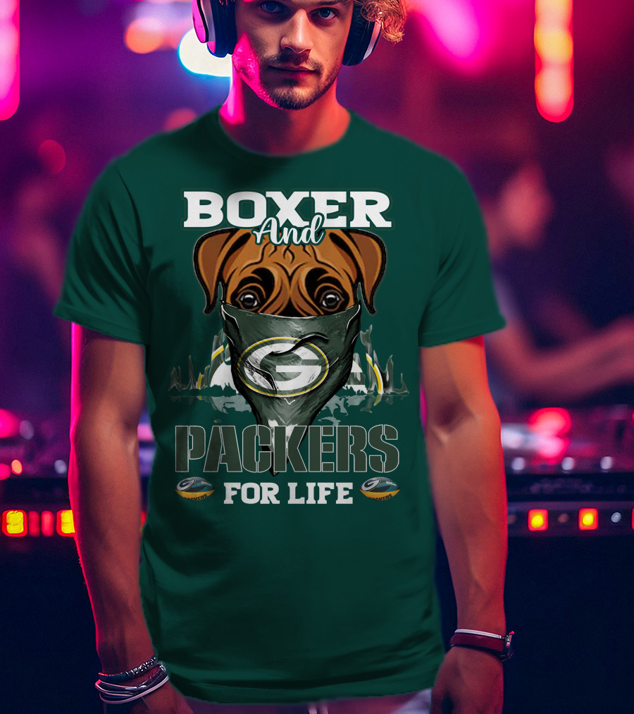Boxer And Packers For Life Green Bay Packers T-Shirt