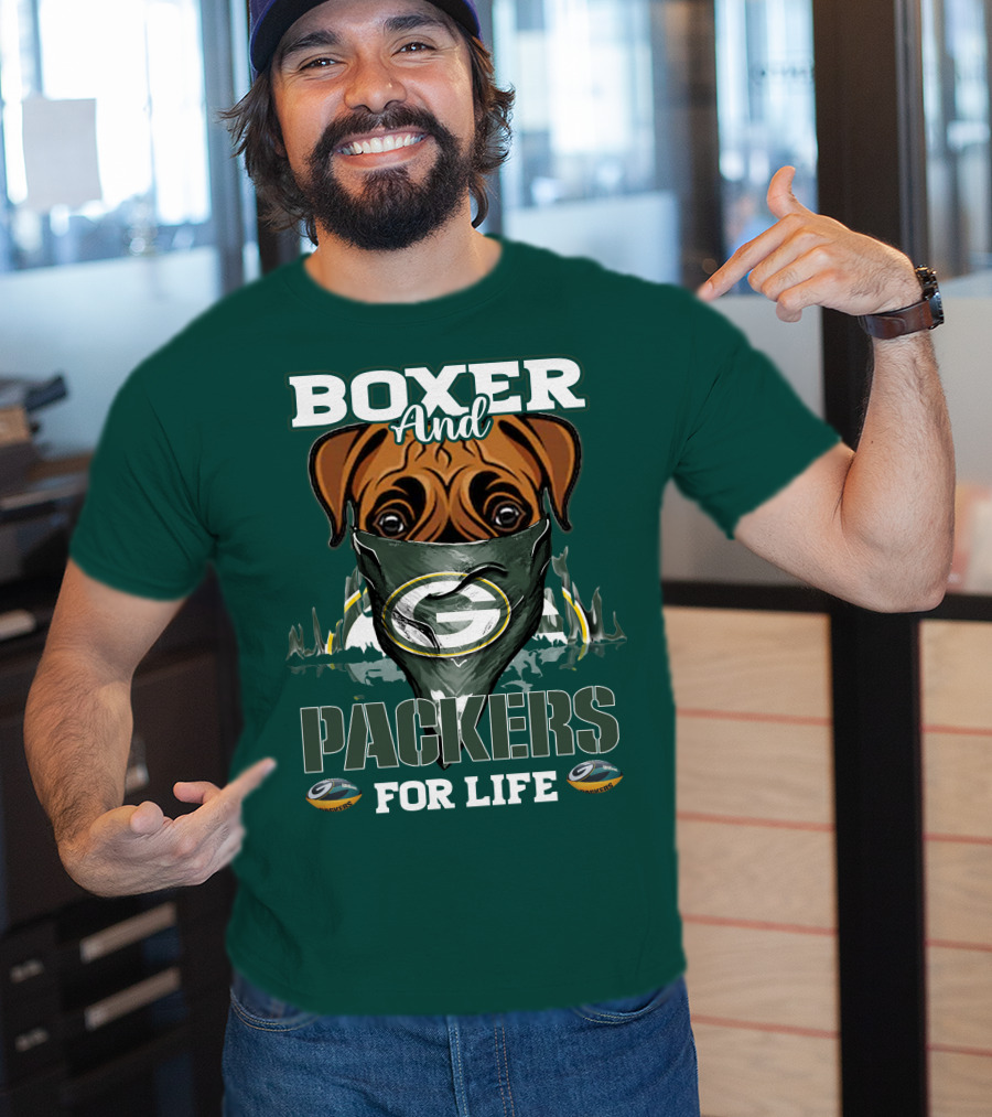 Boxer And Packers For Life Green Bay Packers T-Shirt