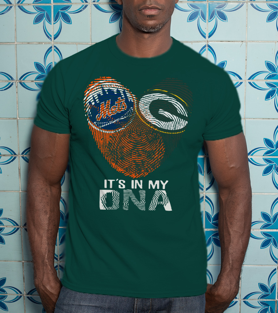 Green Bay Packers New York Mets It's In My Dna T-Shirt