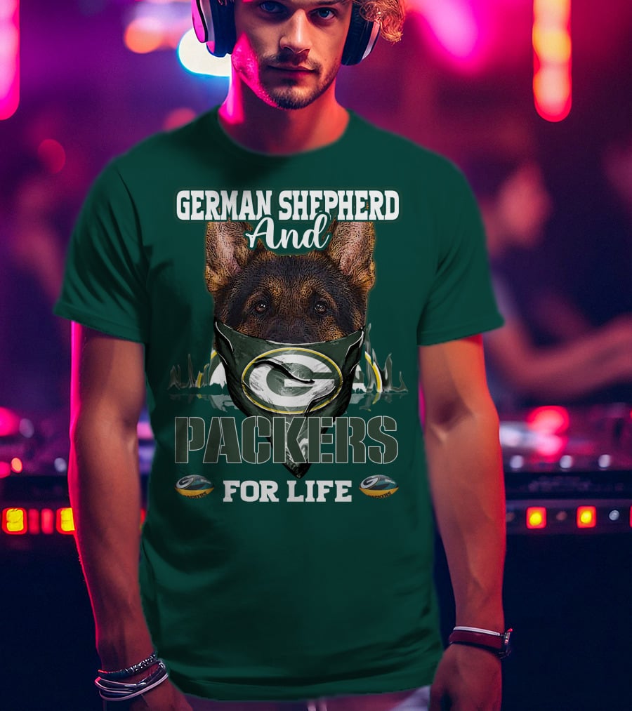 German Shepherd And Packers For Life T-Shirt