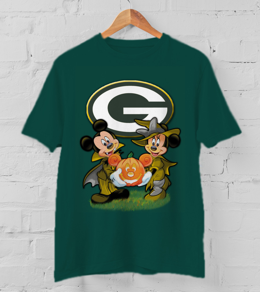 Green Bay Packers Mickey Minnie Halloween Pumpkin T-Shirt