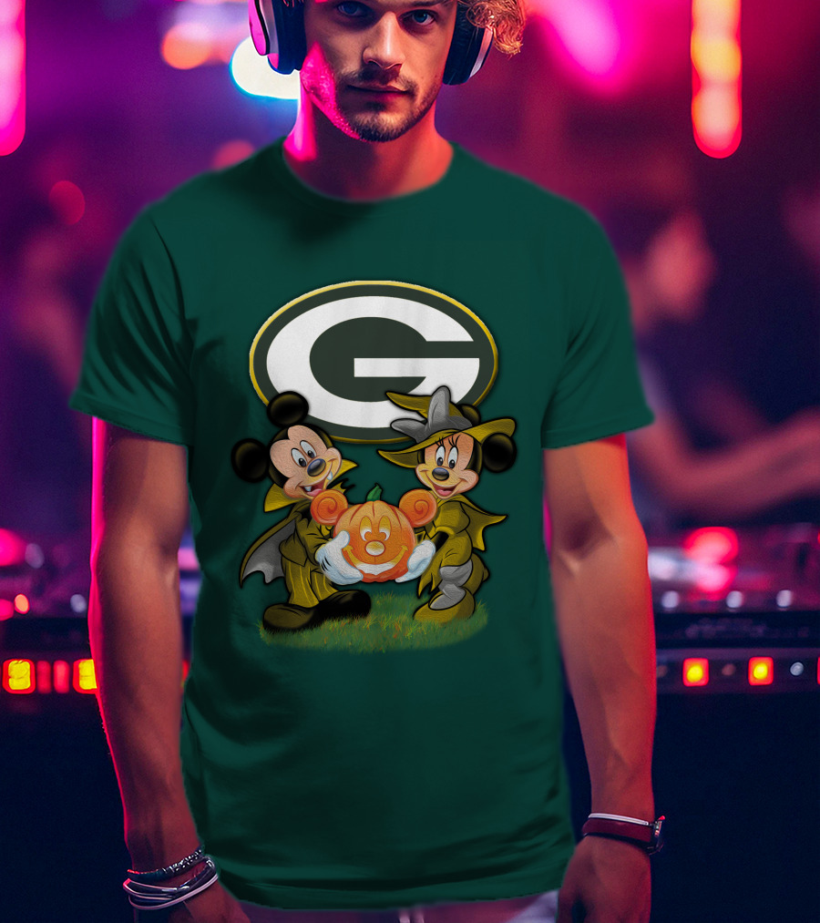 Green Bay Packers Mickey Minnie Halloween Pumpkin T-Shirt