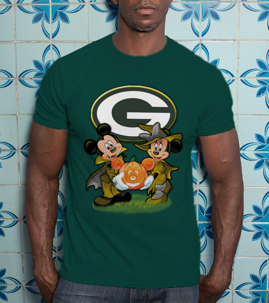 Green Bay Packers Mickey Minnie Halloween Pumpkin T-Shirt
