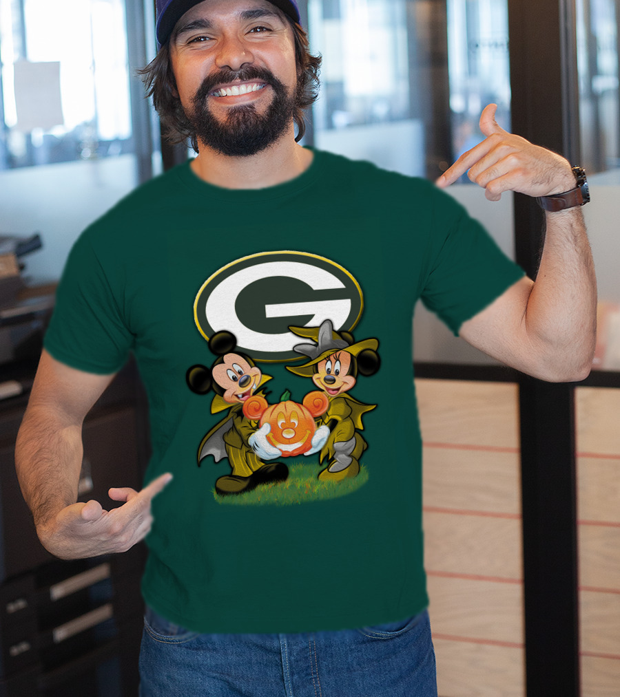 Green Bay Packers Mickey Minnie Halloween Pumpkin T-Shirt