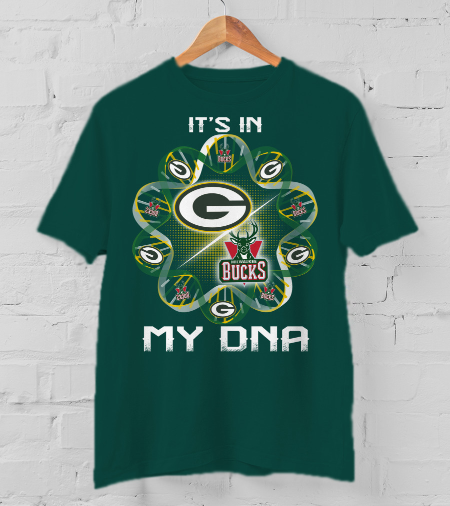 It's In My Dna Green Bay Packers Milwaukee Bucks T-Shirt