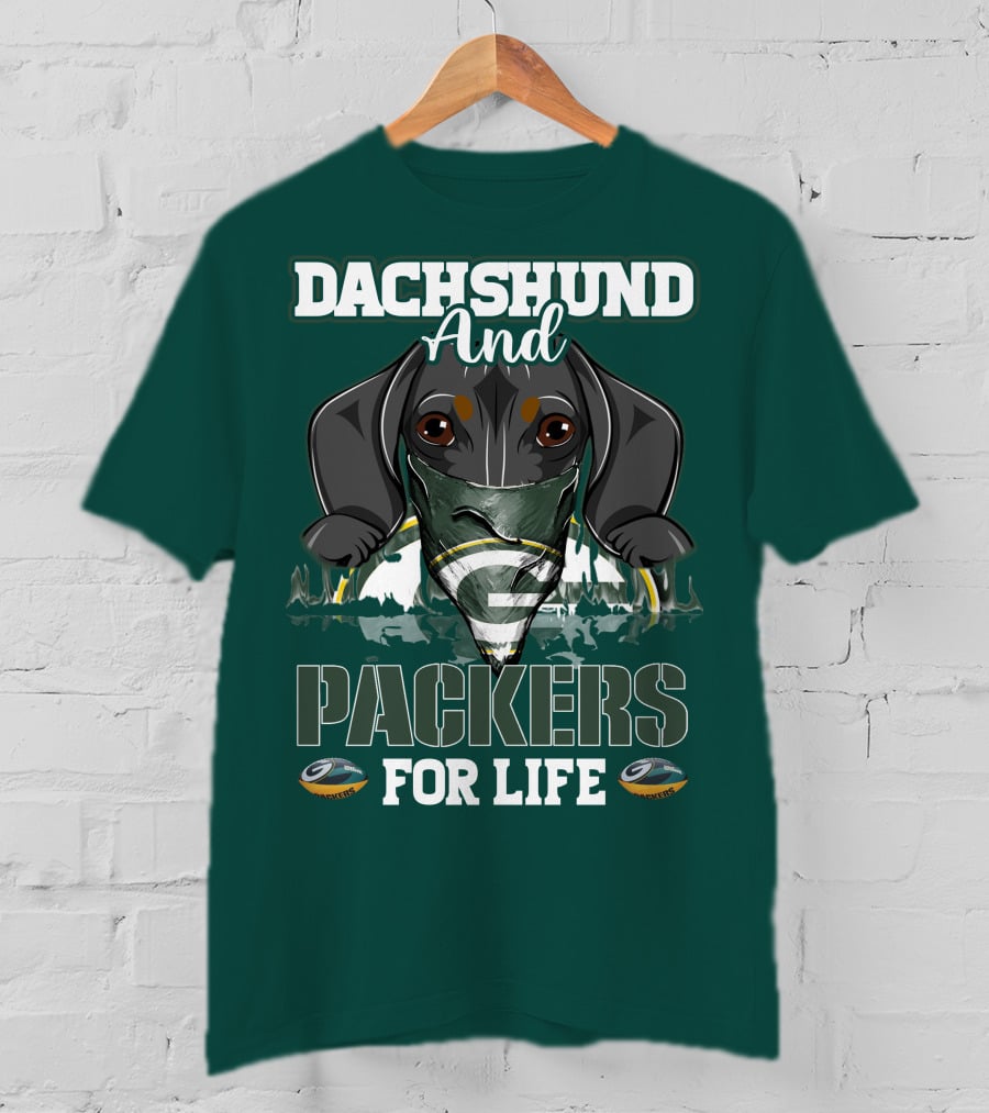Dachshund And Packers For Life Green Bay T-Shirt