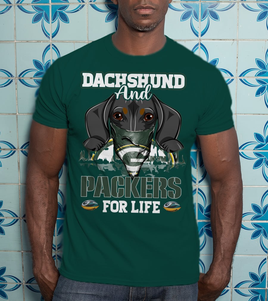 Dachshund And Packers For Life Green Bay T-Shirt