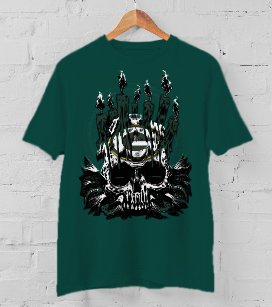 Green Bay Packers Skull Candle T-Shirt