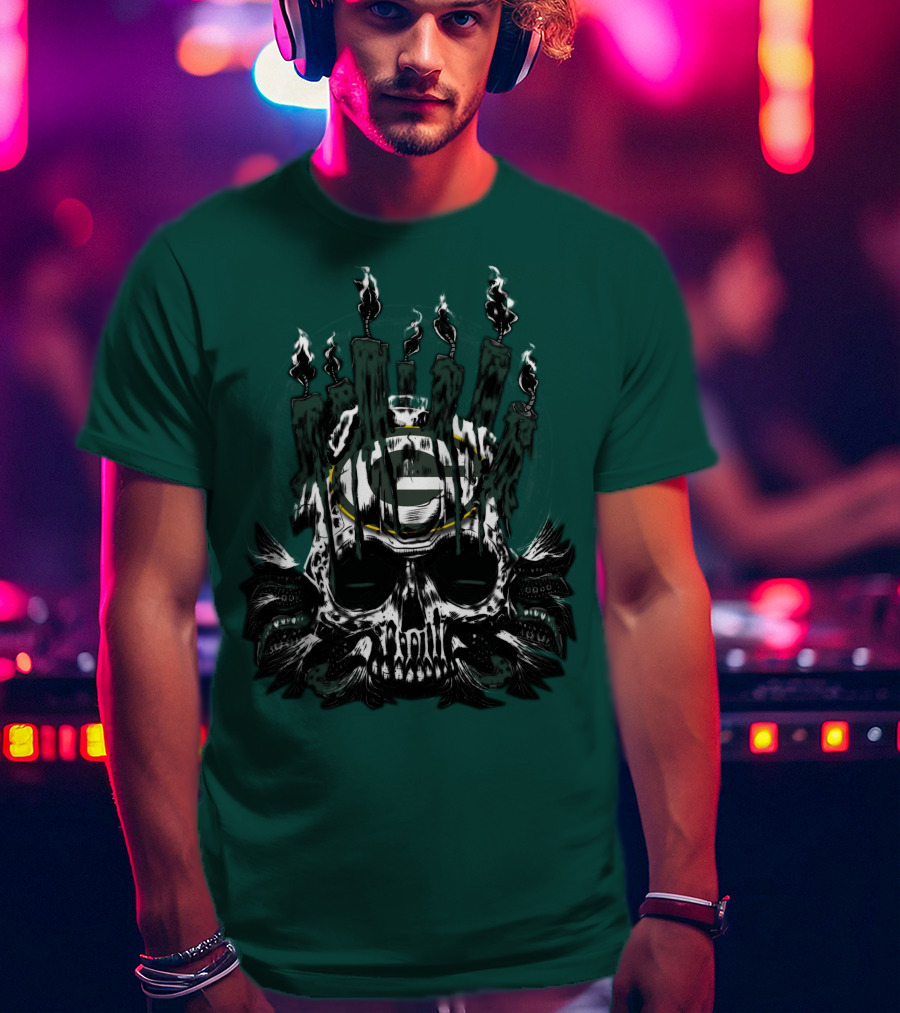Green Bay Packers Skull Candle T-Shirt