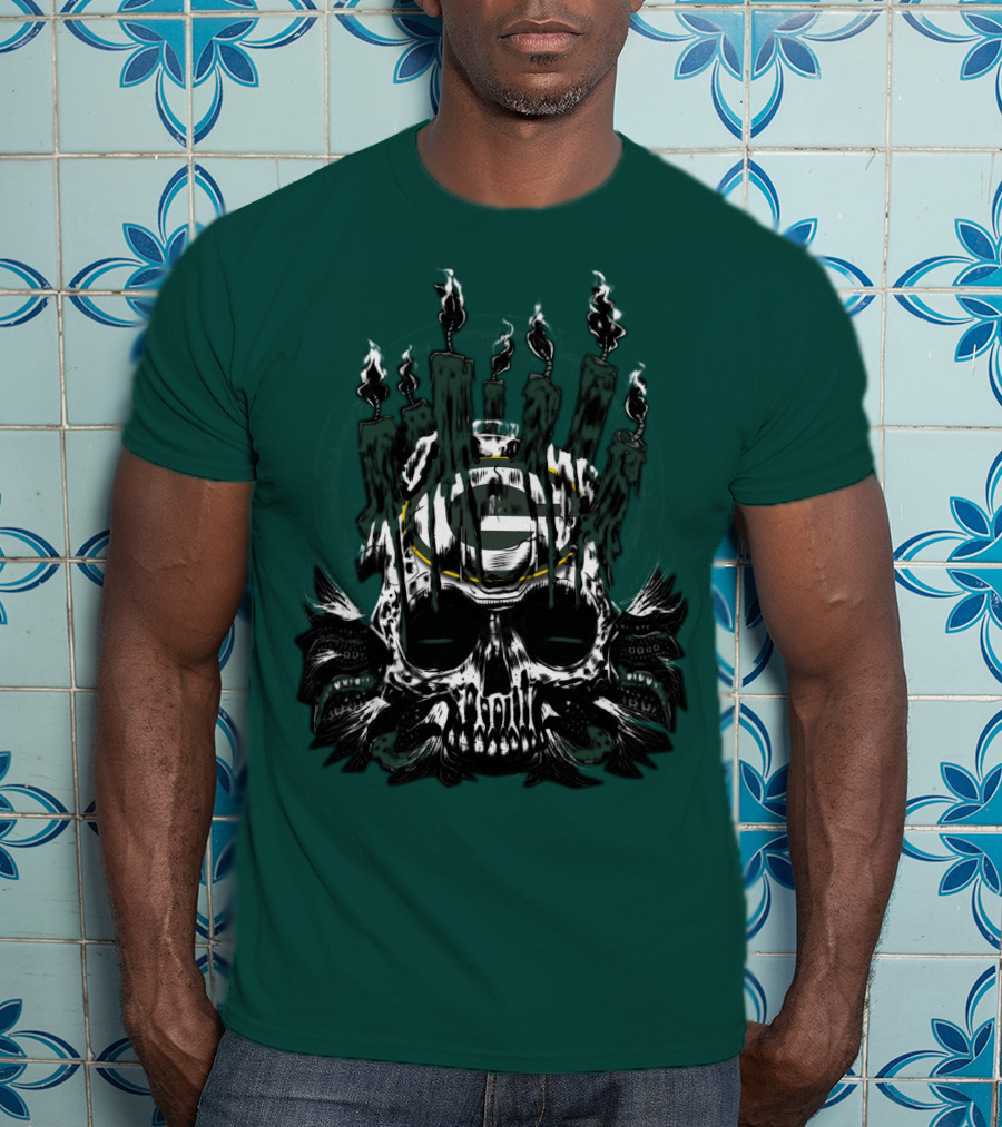 Green Bay Packers Skull Candle T-Shirt