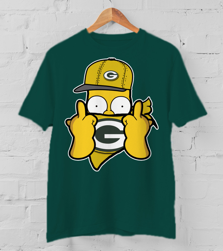 Green Bay Packers 75 Cartoon Character Middle Finger Gesture T-Shirt