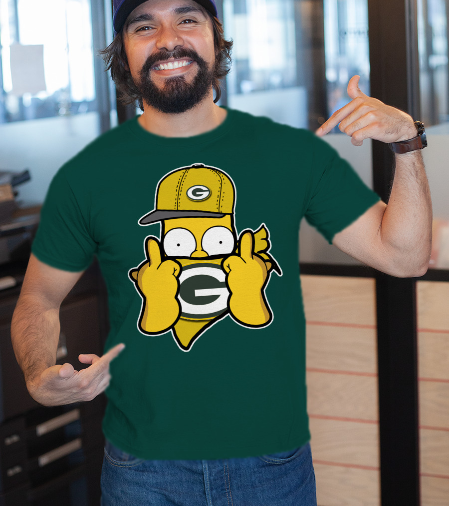 Green Bay Packers 75 Cartoon Character Middle Finger Gesture T-Shirt