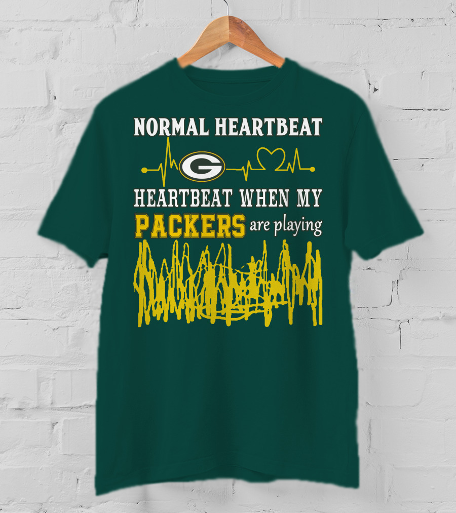 Normal Heartbeat Heartbeat When My Packers Are Playing Green Bay Packers T-Shirt
