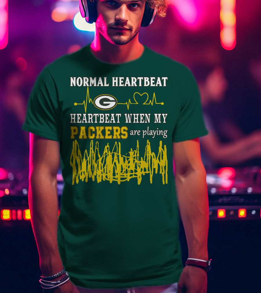 Normal Heartbeat Heartbeat When My Packers Are Playing Green Bay Packers T-Shirt