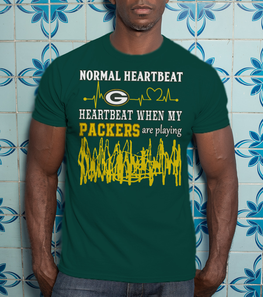 Normal Heartbeat Heartbeat When My Packers Are Playing Green Bay Packers T-Shirt