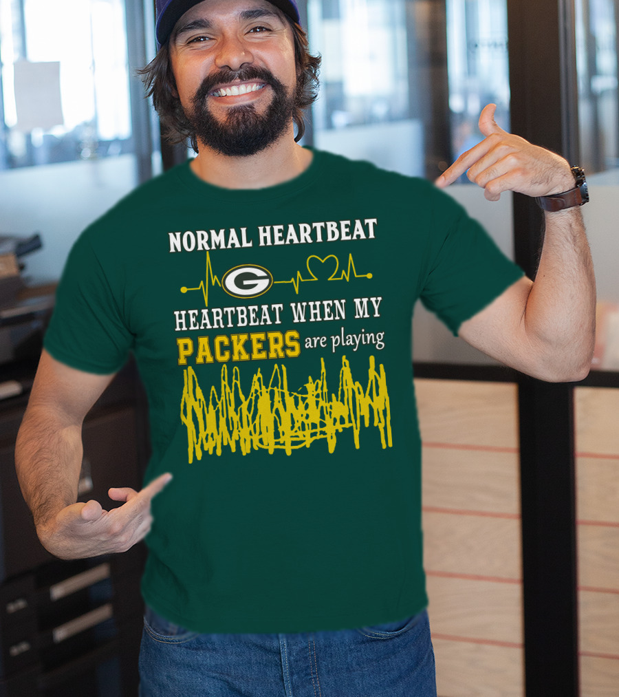 Normal Heartbeat Heartbeat When My Packers Are Playing Green Bay Packers T-Shirt