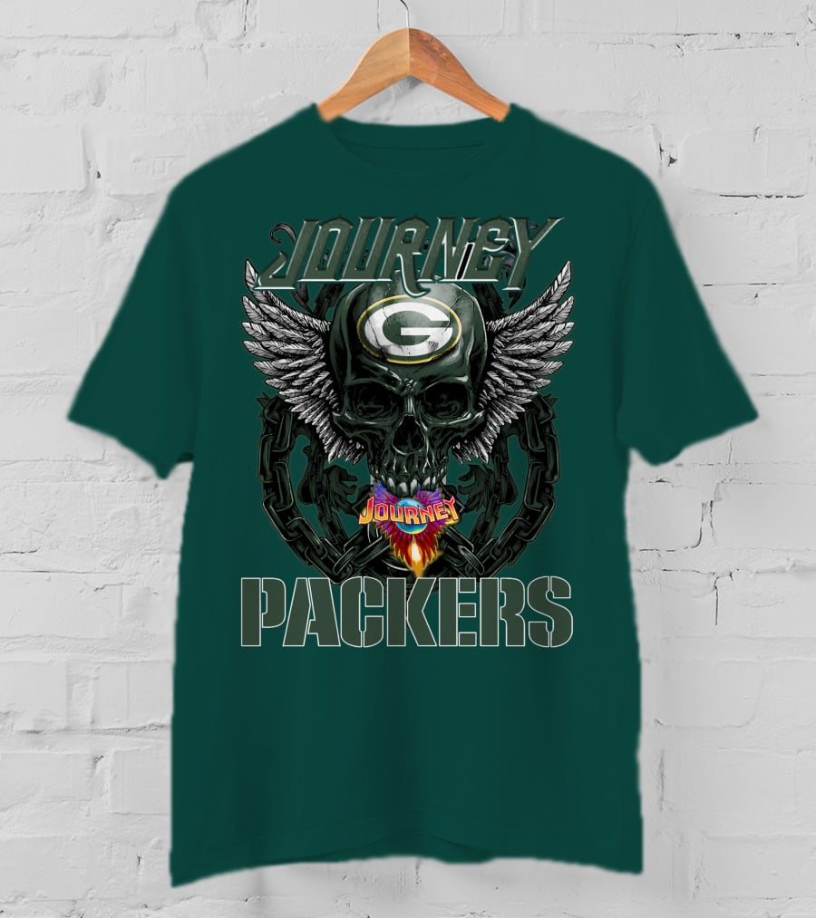 Journey Green Bay Packers Winged Skull Flame T-Shirt