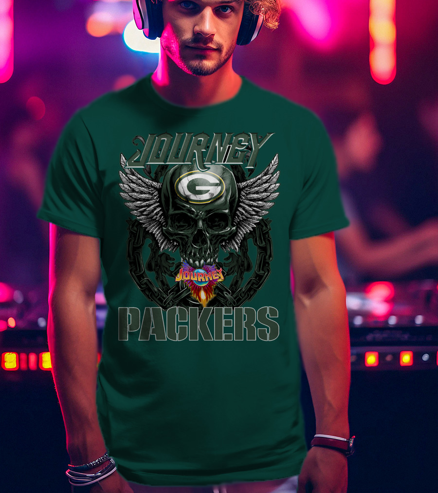 Journey Green Bay Packers Winged Skull Flame T-Shirt