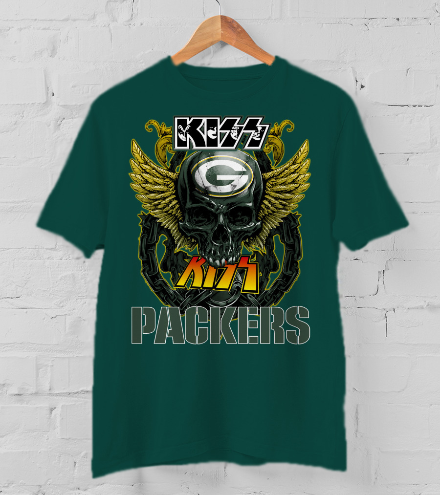 KISS Green Bay Packers Skull Wings T-Shirt