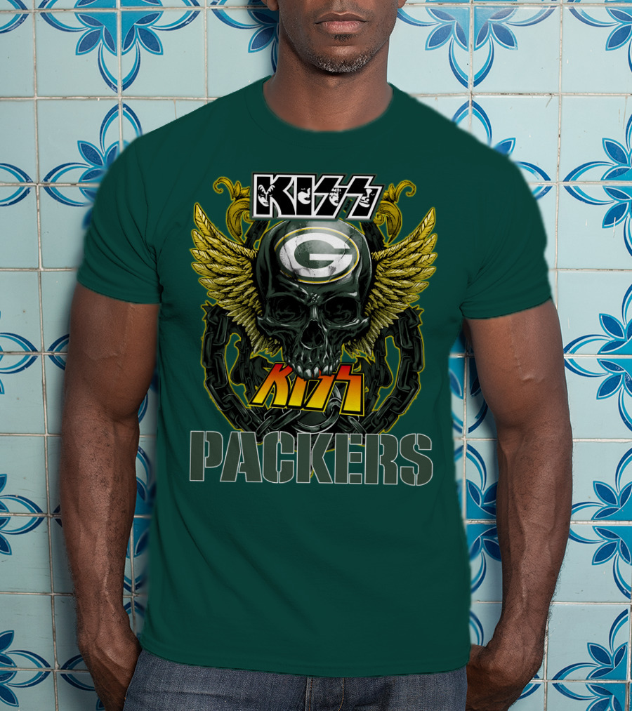 KISS Green Bay Packers Skull Wings T-Shirt