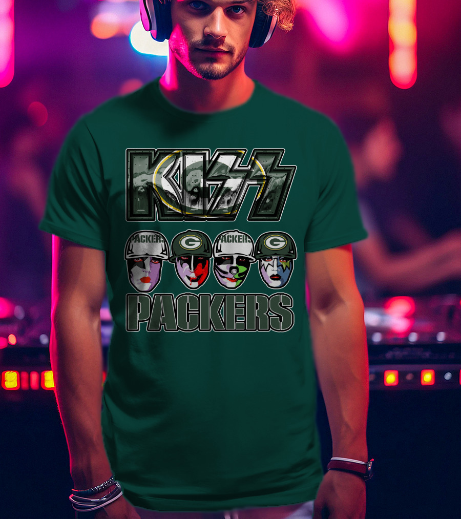 Kiss Packers Green Bay Fan Faces T-Shirt