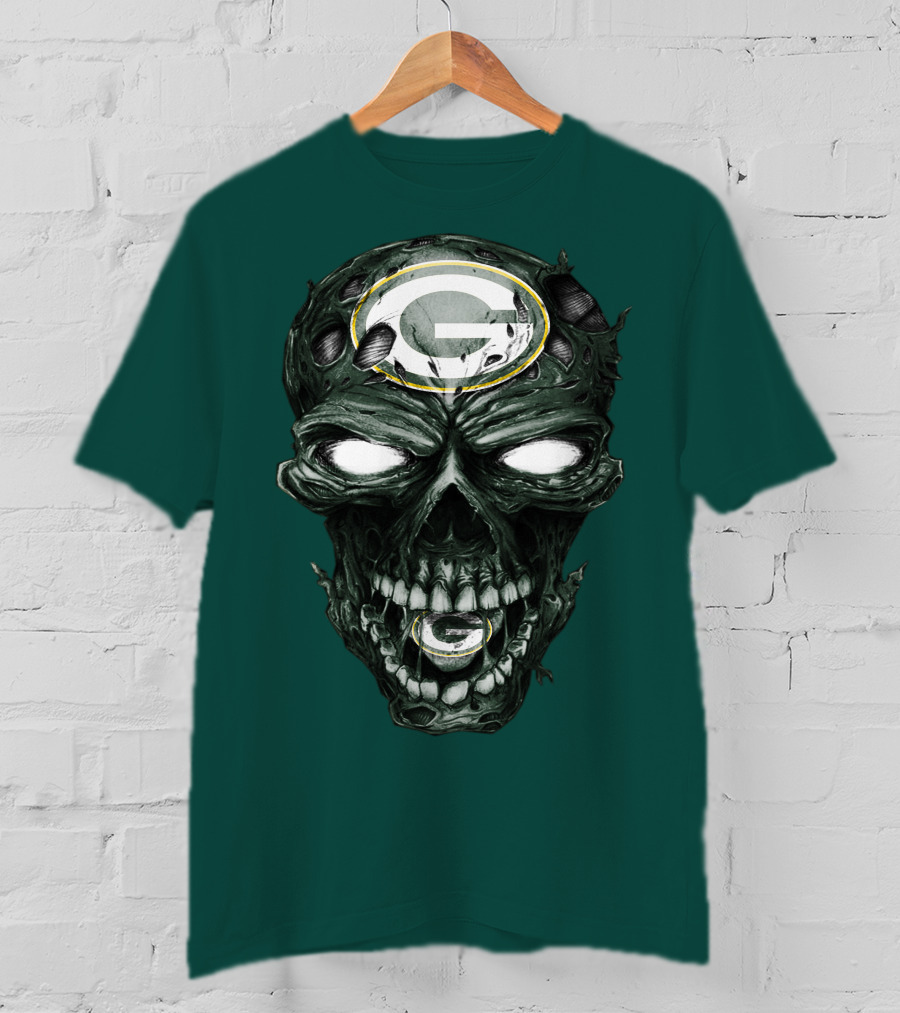 Skull Green Bay Packers G Logo Zombie Fusion T-Shirt