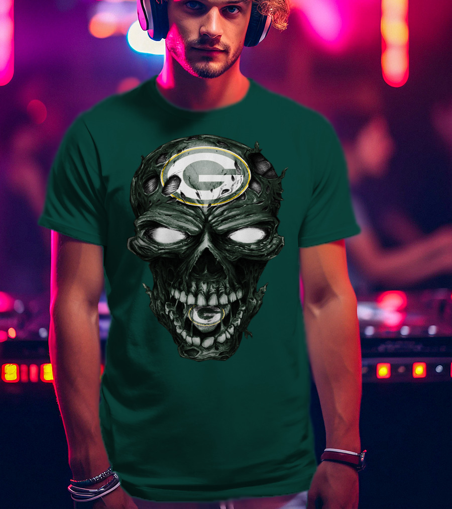 Skull Green Bay Packers G Logo Zombie Fusion T-Shirt