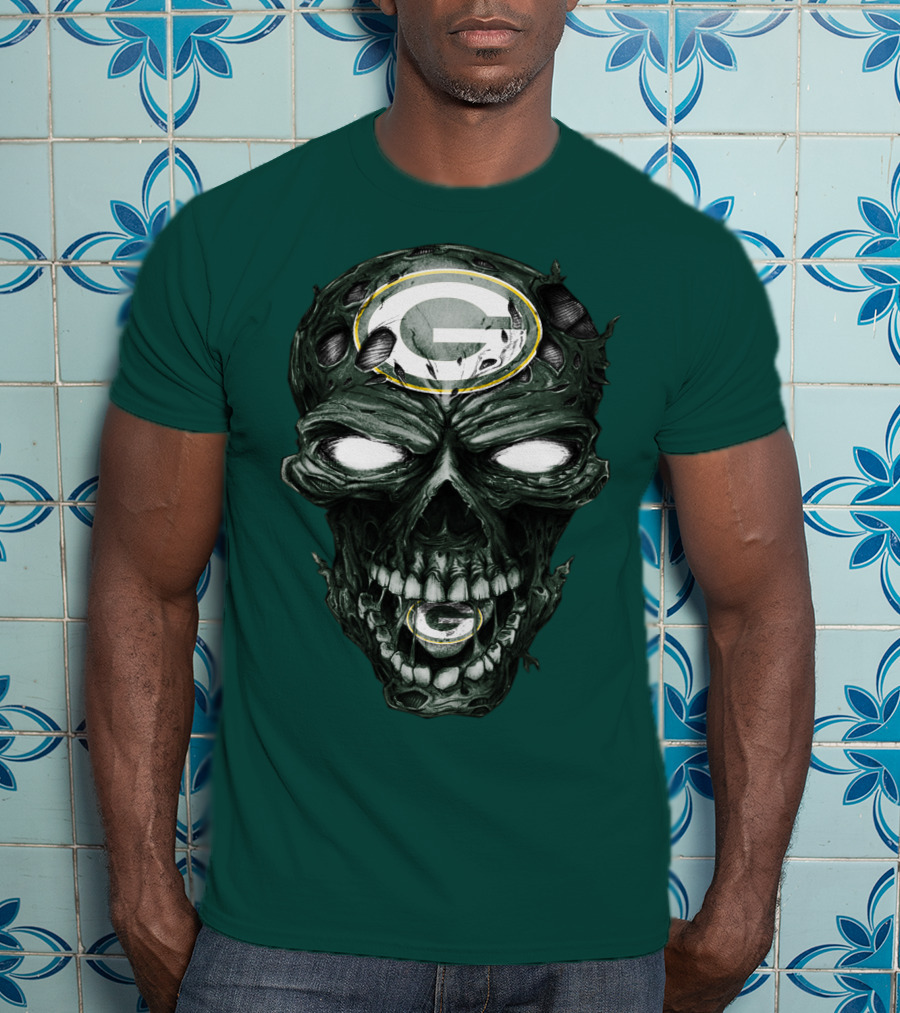 Skull Green Bay Packers G Logo Zombie Fusion T-Shirt