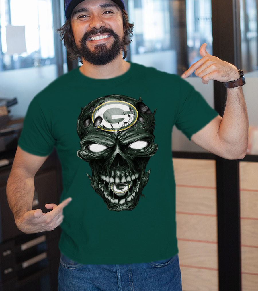 Skull Green Bay Packers G Logo Zombie Fusion T-Shirt