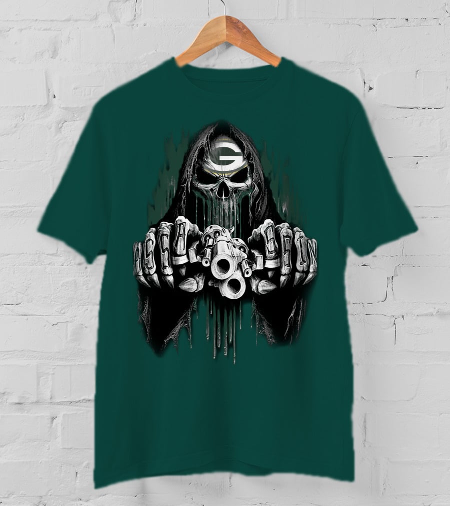 Green Bay Packers G Skull Grim Reaper 84 T-Shirt