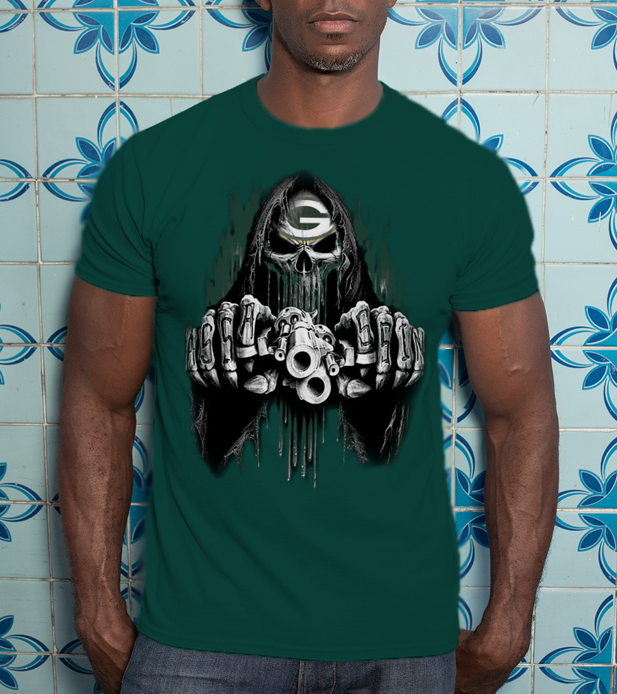 Green Bay Packers G Skull Grim Reaper 84 T-Shirt