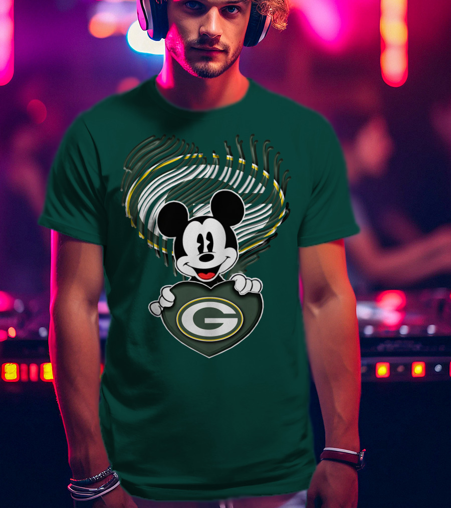 Mick Fan Embraces Green Bay Packers Heart T-Shirt
