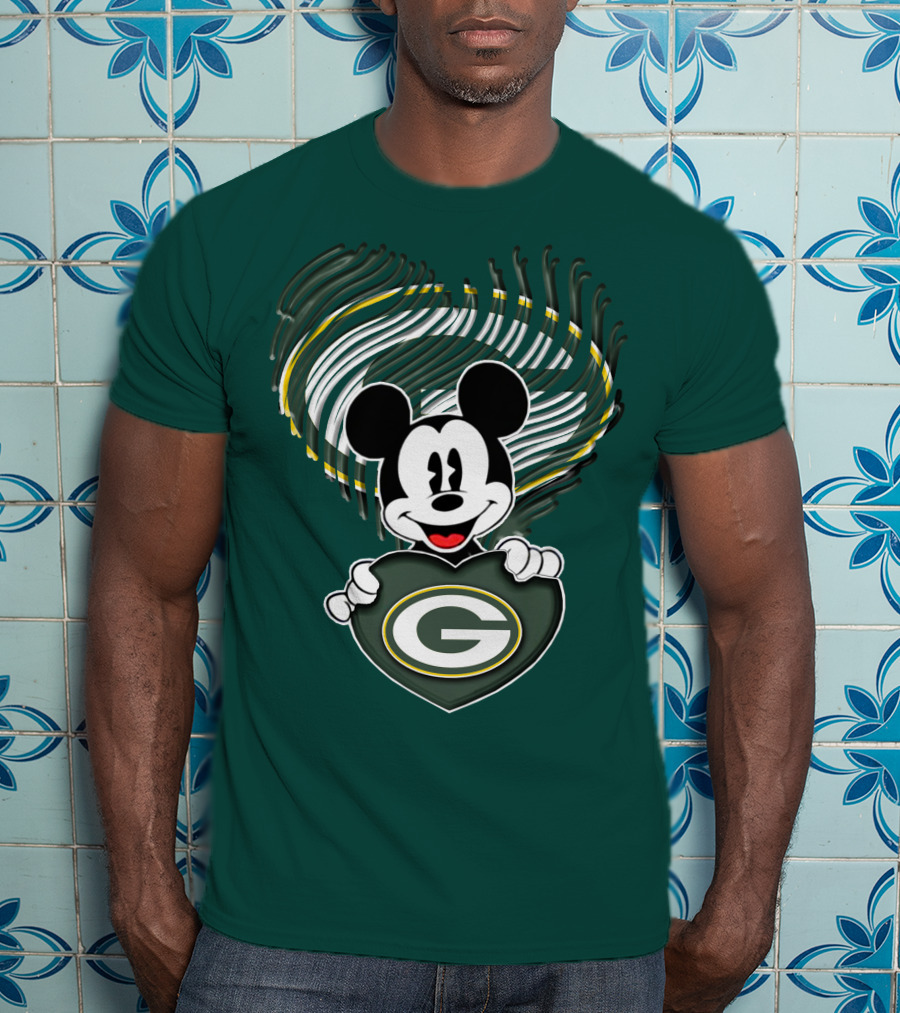 Mick Fan Embraces Green Bay Packers Heart T-Shirt
