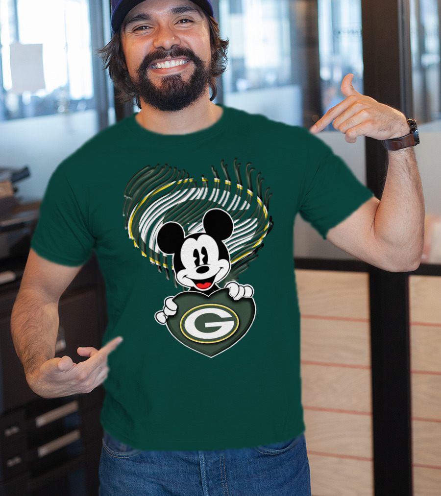Mick Fan Embraces Green Bay Packers Heart T-Shirt