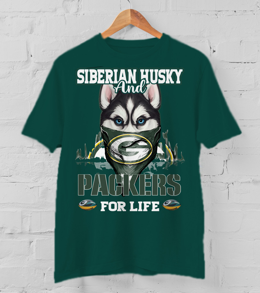 Siberian Husky And Packers For Life T-Shirt