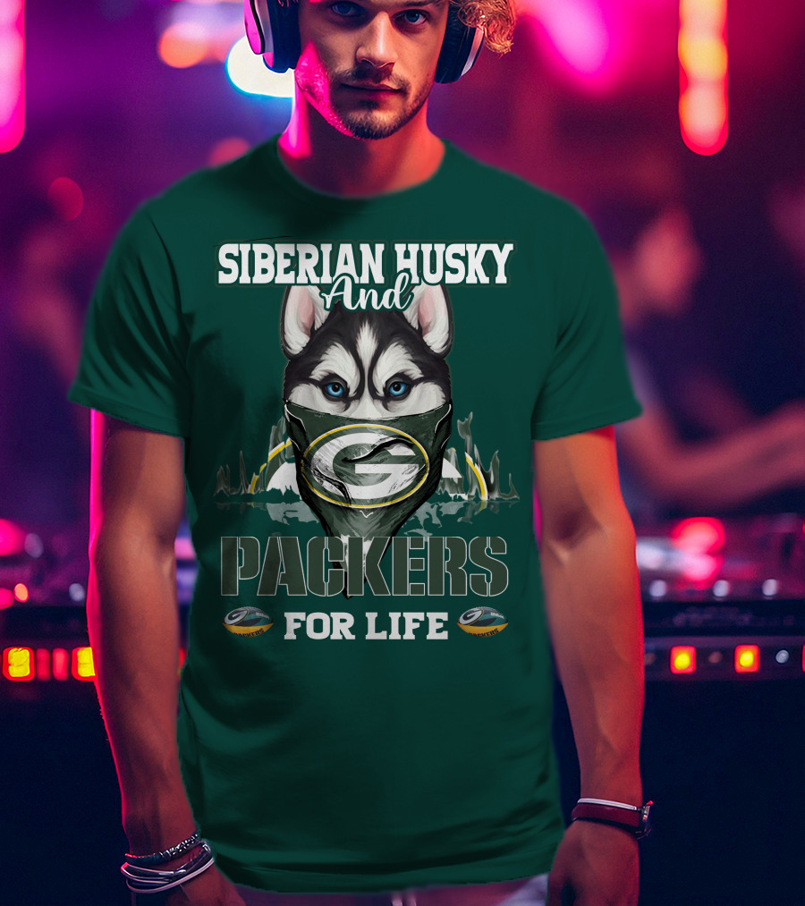 Siberian Husky And Packers For Life T-Shirt