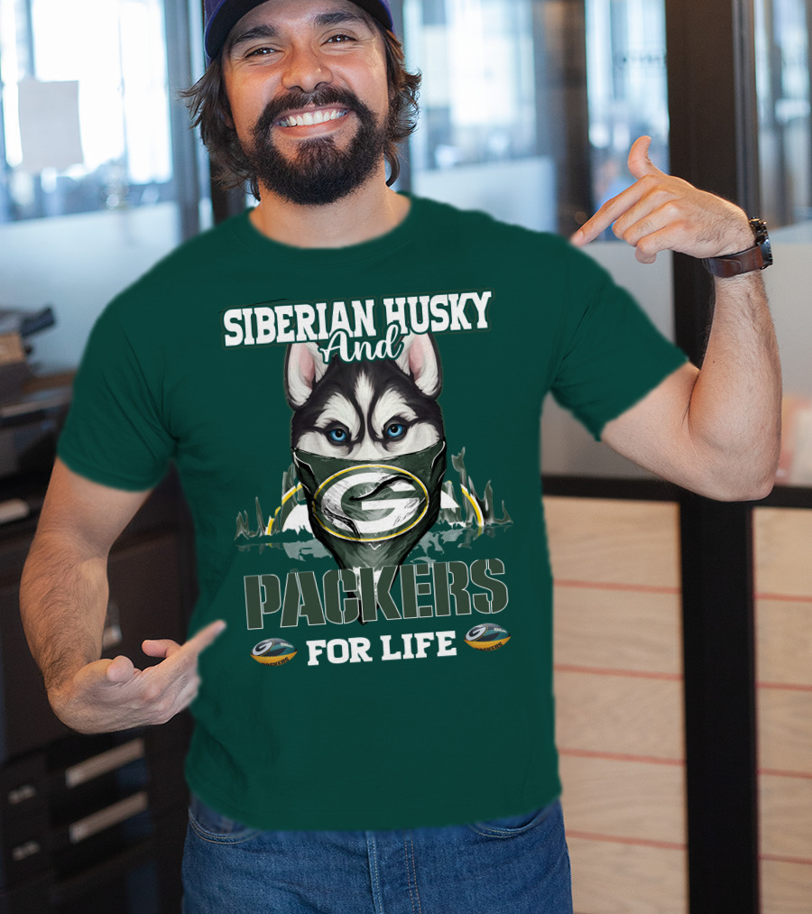 Siberian Husky And Packers For Life T-Shirt