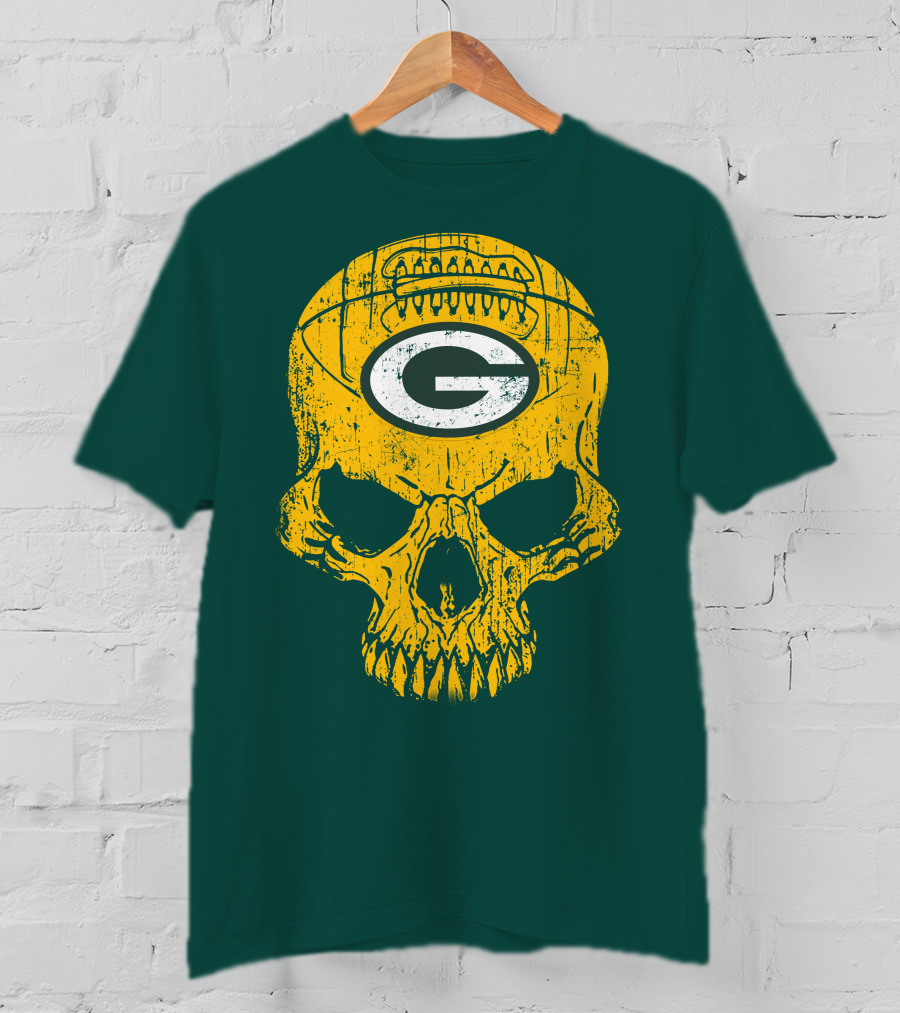 Green Bay Packers Skull Football Logo T-Shirt