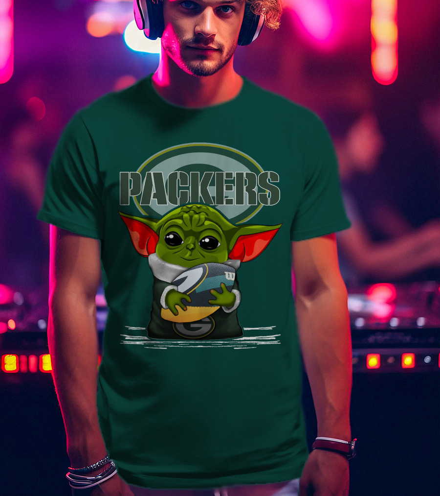 Yoda Holding Football With Green Bay Packers T-Shirt